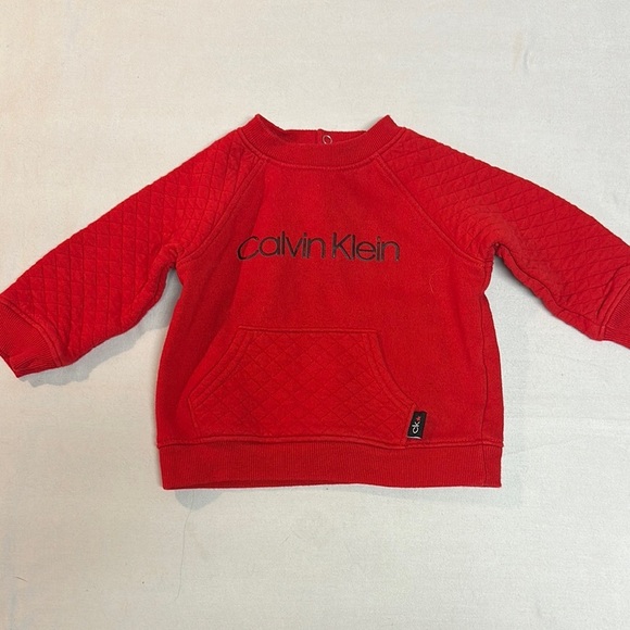 Calvin Klein Red sweatshirt with Black Lettering and kangaroo pocket - Picture 1 of 4